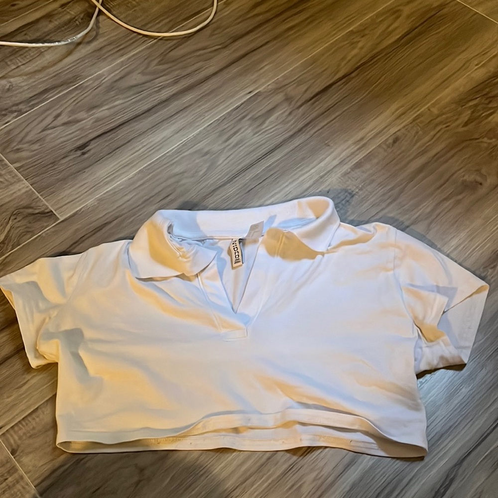 White collared crop top